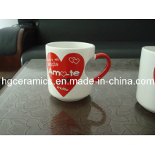 Taza impresa etiqueta, taza de la manija del corazón, taza de café